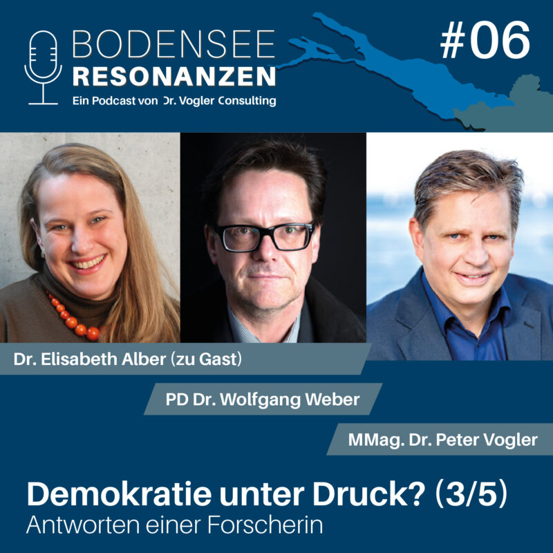 Podcast 06 Demokratie 3von5 800x800 - Ist die Demokratie unter Druck? - mit Dr. Elisabeth Alber, Forscherin & Lehrbeauftragte (Reihe "Demokratie", Teil 3/5)